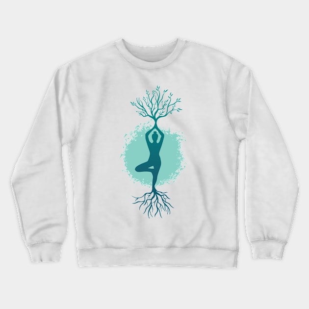 Yoga Woman Tree Tshirt Crewneck Sweatshirt by Göbelek